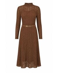 Yumi' - High Neck Lace Midi Dress - Lyst
