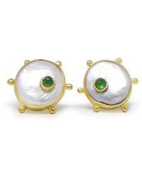 Vintouch Italy - Rebel Rebel Emerald Stud Earrings - Lyst