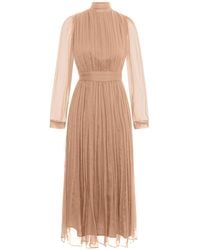 Framboise - Neutrals Shelby Silk Elegant Midi Dress - Lyst