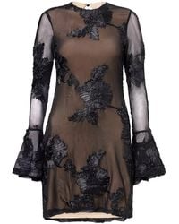 Amy Lynn - Anastasia Floral Embroidered Sheer Mini Dress - Lyst