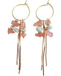 Ziolla Designs - Rose Quartz And Aquamarine Hoops - Lyst