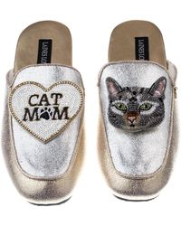 Laines London - Classic Mules With Pebbles The Grey Cat & Cat Mum / Mom Brooches - Lyst