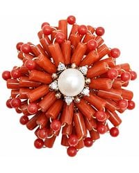 Farra - Flower Handcrafted Bamboo Coral Brooch - Lyst