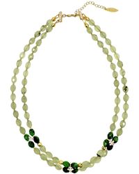 Farra - Prehnite With Zircon Stones Double Layers Collar Necklace - Lyst
