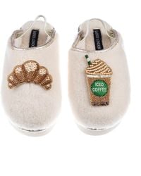 Laines London - Neutrals Flatform Cloud Closed Toe Slippers With Iced Coffee & Croissant Brooches - Lyst