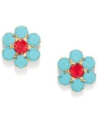 The Pink Reef - Handcrafted Floral Crystal Studs - Lyst