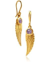 Moon London - Angel Wing Amethyst Earrings - Lyst