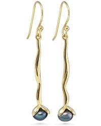 Isla Silver - Molten Pearl Drop Earrings - Lyst