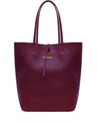 Betsy & Floss - Milan Soft Leather Tote Bag In Burgundy In Gold Hardware - Lyst