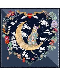 Wenzi - Moonlit Menagerie Hand Painted Mulberry Silk Square Scarf - Lyst