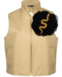 House of Laines London - Neutrals Laines Couture Hand Embellished & Snake Flower Cropped Trench Gilet - Lyst