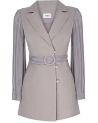NALÈ - Pleated Sleeves Blazer With Detachable Belt & Palazzo Wide Leg Trouser - Lyst