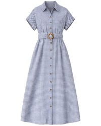Yumi' - Gingham Relaxed Shirt Dress With Matching Belt - Lyst