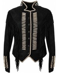 Zasta Studio - Warrior Suede Leather Jacket With Fringes - Lyst