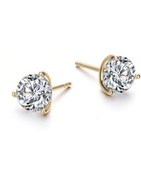 Genevive Jewelry - Rachel Glauber Plated Three-Prong Martini Solitaire Stud Earrings - Lyst