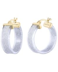 Gold & Honey - Wide Glitter Hoop Earrings - Lyst