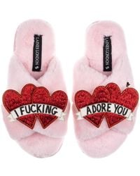 Laines London - Classic Laines Slippers With I Fucking Adore You Brooches - Lyst