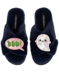 Laines London - Classic Slippers With Limited Edition Laines Lovables Boo The Ghost Halloween Brooches - Lyst