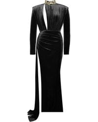 Miss Circle New York - Zenaida Cutout High Slit Velvet Gown - Lyst