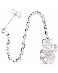 CarterGore - Lucky Cat Single Long Drop Earring - Lyst