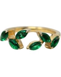 Harfi - Open Leaf Emerald Gemstone May Birthstone Vermeil Ring - Lyst
