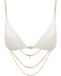 SAETA Paris - Neutrals Satin Silk Jewel-Back Bra - Lyst
