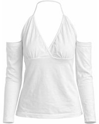 Conquista - Cold-Shoulder Halterneck Long-Sleeve Top - Lyst