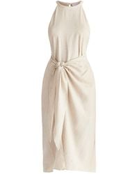 Paisie - 'Neutrals Linen Blend Waist Tie Dress - Lyst