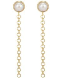 Coco & Kinney - Pearl & Chain Drop Earrings - Lyst