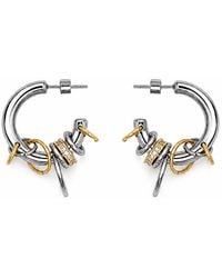Kirei - Node Steel Two-Tone Pavé Hoop Earrings - Lyst