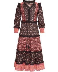 LAtelier London - Zoe Floral Mix Print Midi Dress - Lyst