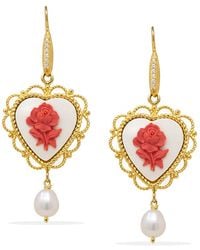 Vintouch Italy - Blossom Heart Cameo Earrings With Pearls - Lyst