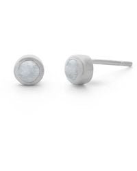 Nellou Jewellery - Aquamarine Gem Dot March Birthstone Earrings Sterling - Lyst