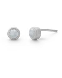 Nellou Jewellery - Aquamarine Gem Dot March Birthstone Earrings Sterling - Lyst