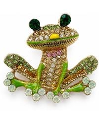 By Ozge - Mystic Leap Multicolour Zirconia And Plated Frog Brooch - Lyst