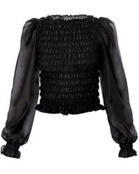 AGGI by HALEWSKI - Abby Lyocell Blend Puff Sleeve Top - Lyst