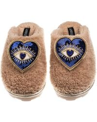 Laines London - Teddy Closed Toe Slippers With Double Heart Eye Brooches - Lyst