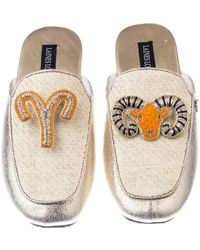 Laines London - / Neutrals Classic Mules With Aries Zodiac Brooches - Lyst