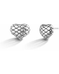 Gold & Honey - Quilted Heart Stud Earrings - Lyst