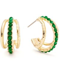 Shabella Nyc - Triple Gem Hoops - Lyst