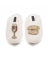 Laines London - Neutrals Teddy Closed Toe Slippers With Bridesmaid Brooches - Lyst