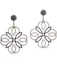 Artisan - 18k Yellow Gold & 925 Sterling Silver In Pave Black With White Diamond Classic Dangle Earrings - Lyst