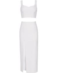 Nomi Fame - Noara Creamy Midi Front Slit Skirt Set - Lyst