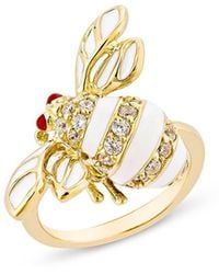 SALLY SKOUFIS - Queen Bee Midi Ring With Made Cz Diamond Stimulant & Ivory Enamel - Lyst