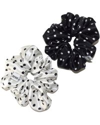 Sylk - Polka Dot Silk Scrunchie Set - Lyst