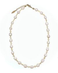 Farra - Clear Crystals With Freshwater Pearls Short Necklace - Lyst