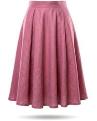Stovaria - Blush Silk & Cotton Blend Knee Length A Line Skirt - Lyst