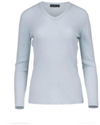 Conquista - Fitted V Neck Wool Blend Top - Lyst