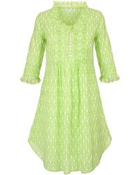 At Last - Annabel Cotton Tunic In Fresh Lime & White - Lyst