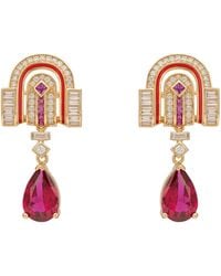LÁTELITA London - Savoy Art Deco Drop Earrings Ruby - Lyst